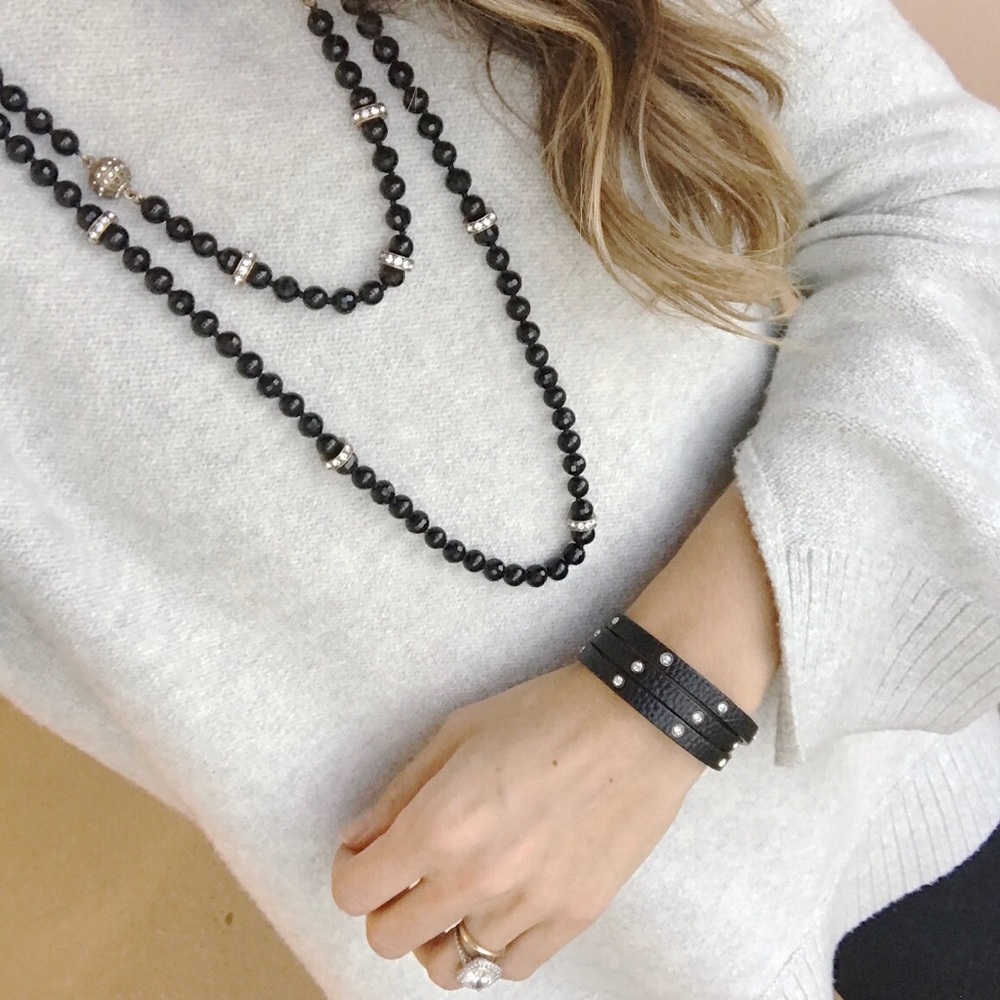 Chloe&Isabel Jet Black Glass Convertible Necklace